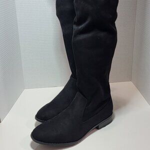 CATO Fashion Over The Knee Faux Suede Black Boots